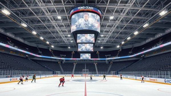 Pacific Coliseum renovations showcasing the ice rink and seating.