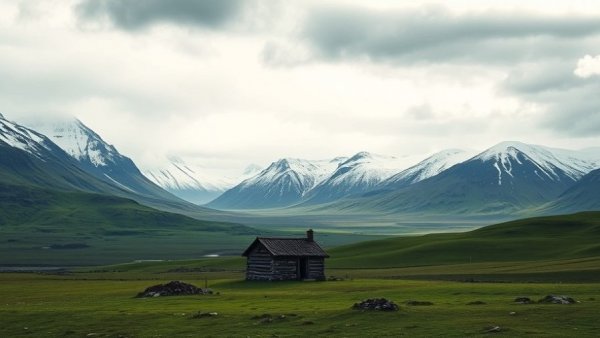 Iceland Highlands travel guide image of snowy peaks and green valleys