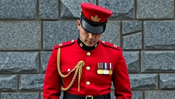 Solemn Canadian Mountie at Vancouver Remembrance Day Ceremony.