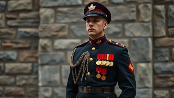 Vancouver Remembrance Day ceremony with Mountie in uniform and medals.