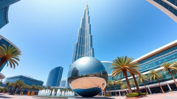 View of Burj Khalifa and surroundings, one of the things to see in Dubai.