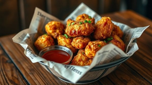 Crispy karaage chicken with sauce on a table in Ljubljana