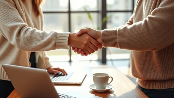 Casual handshake in office, everyday negotiation techniques.
