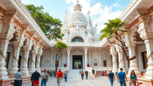 Intricate Rajnagar ruins temple in Mithila with ornate carvings and bright sky.