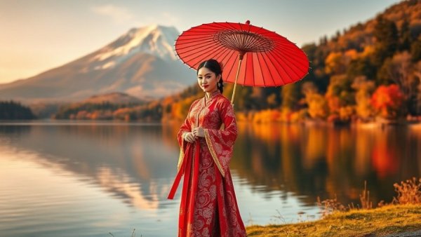 Traditional attire with mountain backdrop, related to Asia trivia questions.