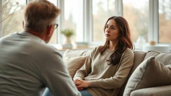 Woman listening discussing everyday communication mistakes.