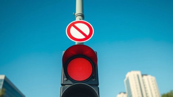 No turn on red sign under a traffic light, clear sky, traffic regulation.