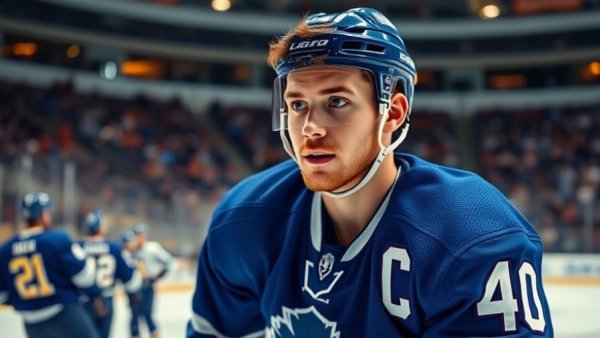 Elias Pettersson in blue jersey focused on ice rink