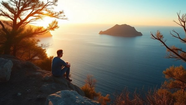 Planning a once-in-a-lifetime trip: serene view of ocean and island