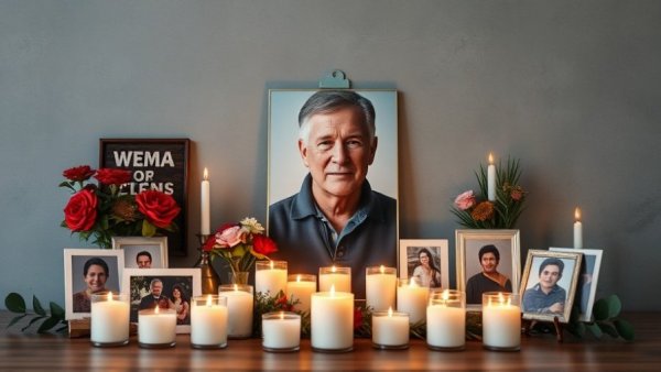 Penticton vigil for slain young mother, memorial setup with candles and photos.