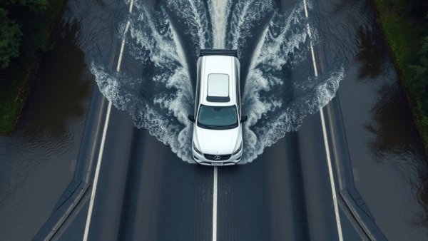 Truck on flooded road highlighting flooding expected in B.C.'s Fraser Valley.