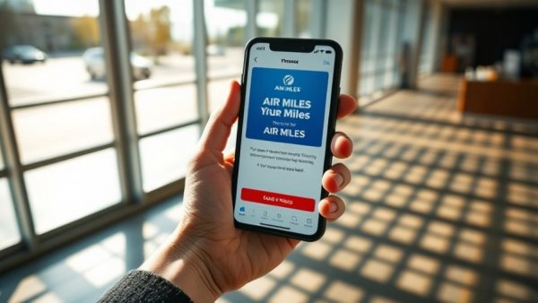 Smartphone displaying AIR MILES bonus miles promotion in hand.