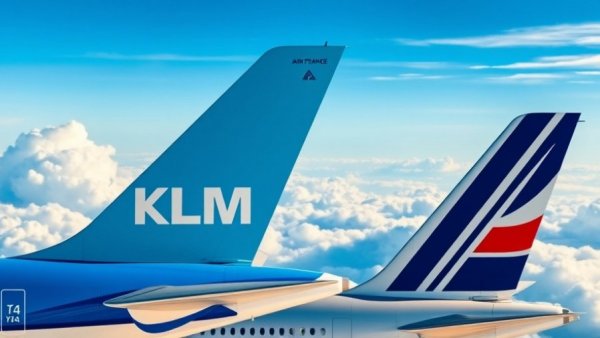 Air France and KLM tails in sky, related to American Express Canada.