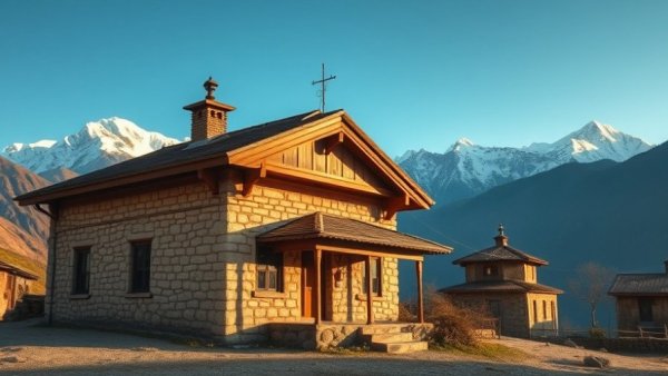 Traditional tea house in Nepal mountains, Staying in Nepalese Tea Houses.