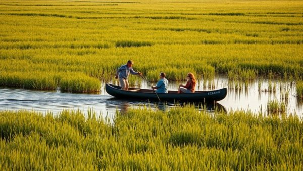 2026 travel planning guide: serene canoe ride in lush wetland.