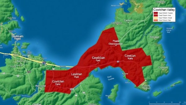 Map showing Cowichan Valley evacuation zone highlighted due to heavy rain.