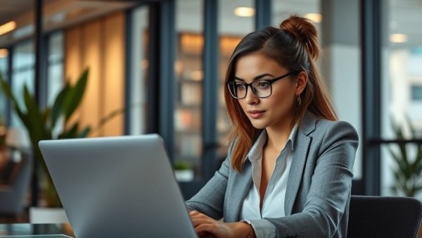 Professional woman working in office, learning how to achieve your goals.