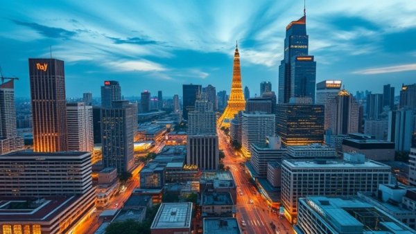 Bangkok city skyline at dusk, where to stay in Bangkok.