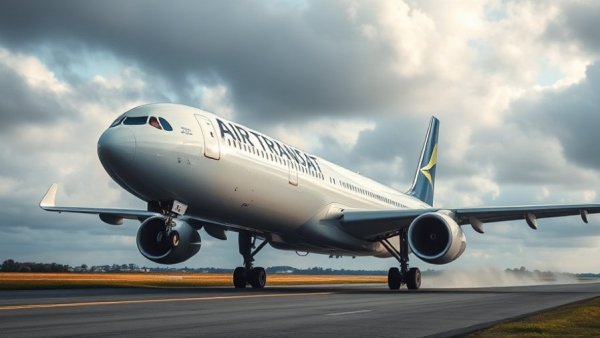 Air Transat plane on runway representing Air Transat Loyalty Program.