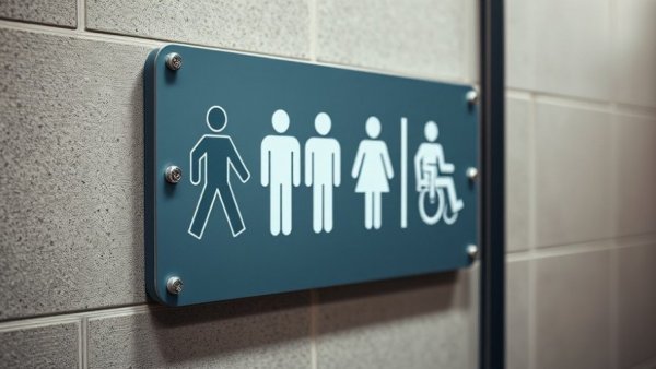 Inclusive public washroom sign highlighting accessibility and inclusivity.
