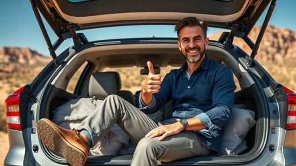 Casually dressed man with rock found in California desert.