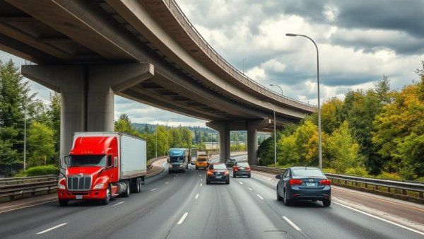 Metro Vancouver highway overpass with vehicles under a cloudy sky.