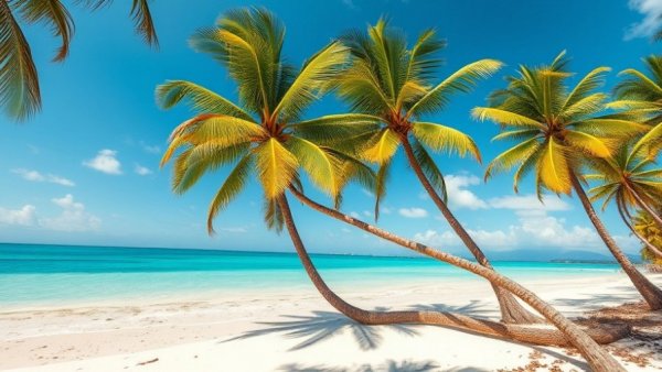 Caribbean escape Corn Islands tropical beach scene with palm trees and turquoise sea.