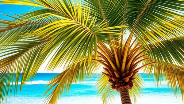 Palm tree swaying under the sun, ideal for travel to Curaçao.