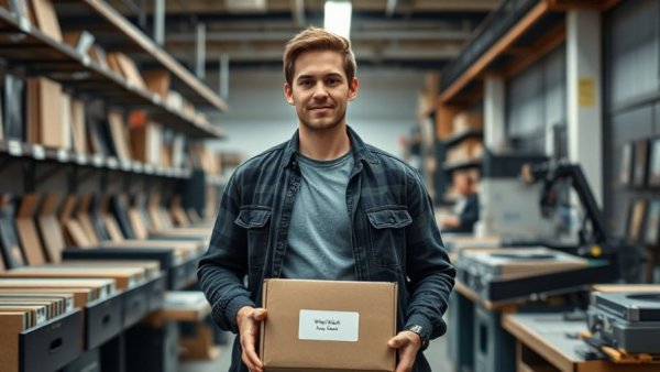Person in vinyl record facility, Vancouver vinyl record industry.
