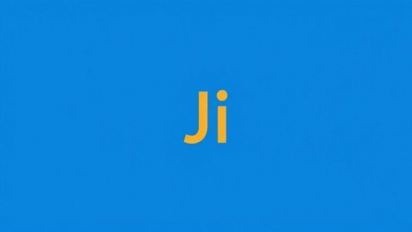 Minimalist 'JI' logo; blue and orange color scheme.