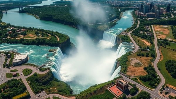 Aerial view of Niagara Falls with casinos, Best Casinos in Canada.