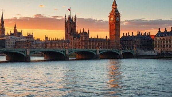 UK eSIM for travel: View of Big Ben and Westminster at sunset.