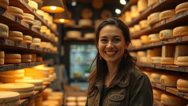 Woman enjoying cheese display, Travel Experiences in Southern France