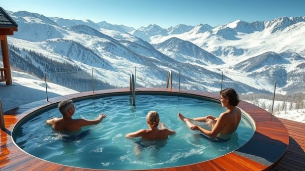 Elegant hot spring pool in snow, part of end-to-end luxury travel planning.