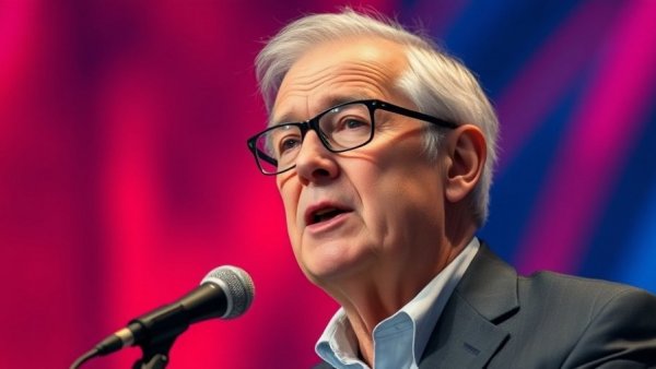 Elderly man speaking about US Iran Ceasefire Agreement at a conference.