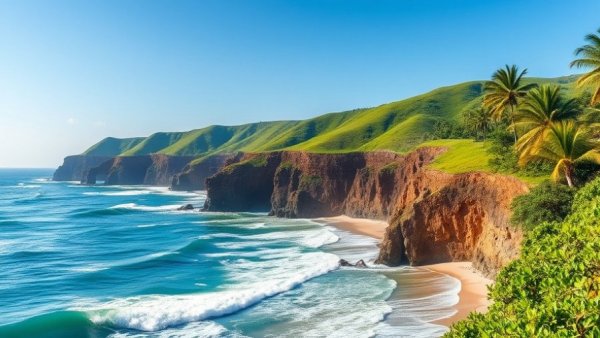 Scenic view of Varkala coastline for every budget with lush cliffs and beach.