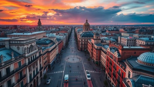 Aerial view of Madrid during sunset for a 2-day itinerary