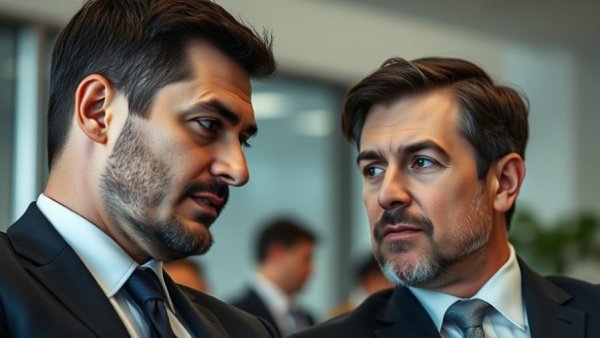 Close-up of two men in formal attire in a professional setting.