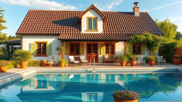 Franschhoek Country House poolside ambiance with garden