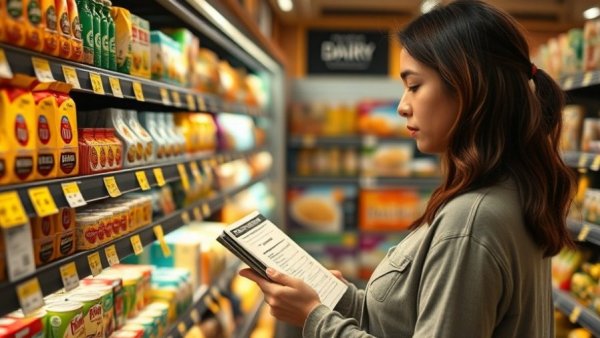Woman compares products in grocery aisle, March 2026 CPI inflation report.