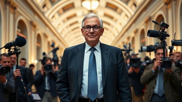 B.C. Conservative leadership race media coverage in a government hallway.