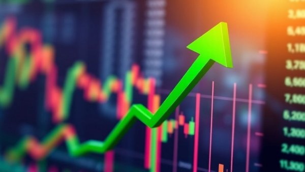 Growth stocks investment visual with a rising chart arrow.