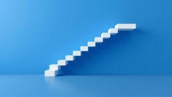 Abstract white stairway forming downward arrow symbolizing trend in Wheels Up stock performance analysis.