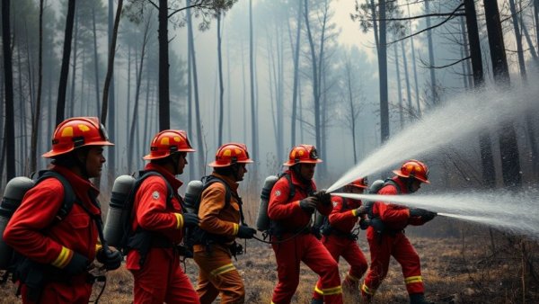 Firefighters working to control B.C. wildfire risk in dense forest.