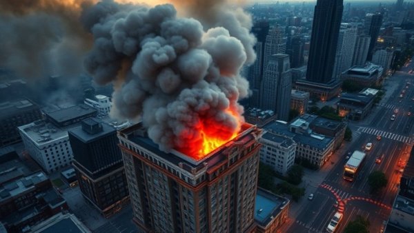 Fire incident at Elisa restaurant with emergency response vehicles.