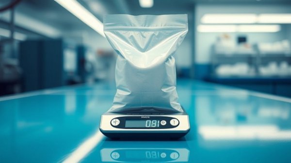 White powder bag on scale indicating drug measurement.