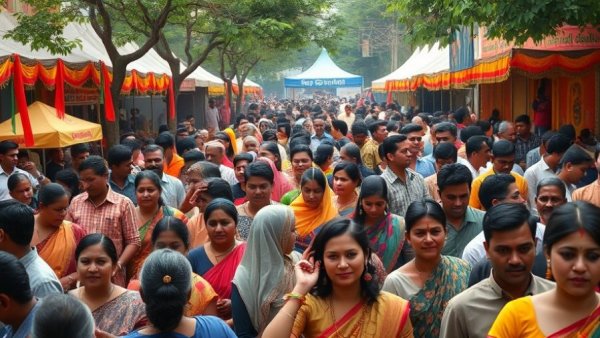 Colorful crowd at Surrey Vaisakhi Parade 2026 celebration, enjoying festival.