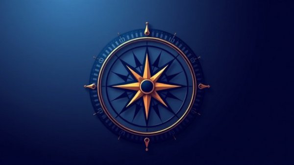 Decorative compass logo in bold colors.