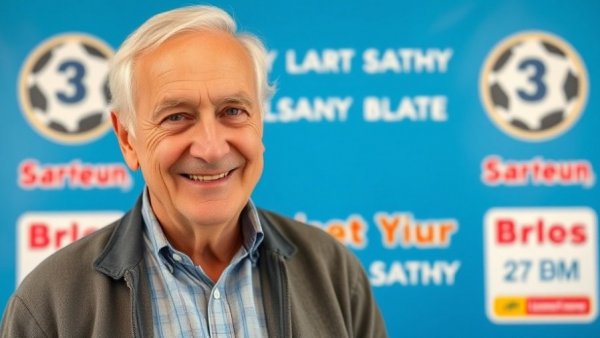 Canadian lottery winner stands in front of a promotional backdrop.