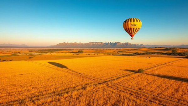 Hot air balloon ride Cape Town over scenic farmland.